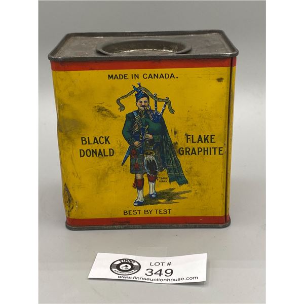 Rare Black Donald Flake Graphite 1B Tin Can - Canadian, Recessed Lid And Great Graphics