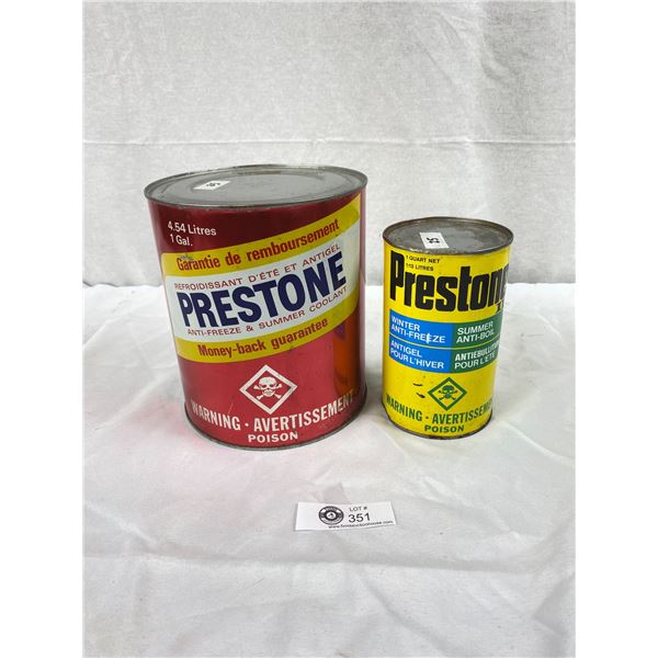 Two Prestone Antifreeze Tins - Both Full