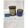 Image 1 : 3 Assorted Vintage Tobacco Tin Cans With Lids - Surface Rust But Solid