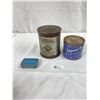 Image 2 : 3 Assorted Vintage Tobacco Tin Cans With Lids - Surface Rust But Solid
