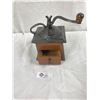 Image 2 : Vintage Table Top Coffee Grinder Cast Iron And Wood W/Manual Hand Crank And Drawer