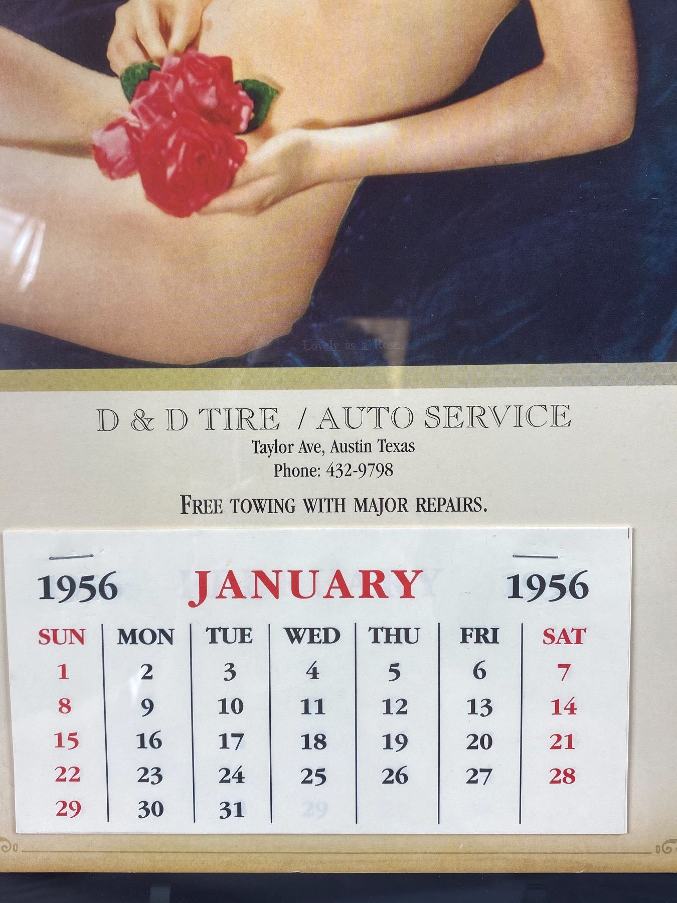 Vintage D & D Tire/Auto Service 1956 Pin Up Girl Calendar Immaculate