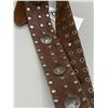 Image 1 : Beautiful Studded Leather Buffalo Indian Head Belt - Nice Shape