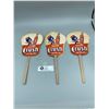Image 1 : 3 Vintage Orange Crsuh Fans with Crushy on them