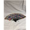 Image 1 : Very Unique Japanese Vintage Fan with individual Paper cut outs of geishas 14 3/4