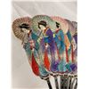 Image 2 : Very Unique Japanese Vintage Fan with individual Paper cut outs of geishas 14 3/4