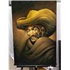 Image 1 : Vinatage 24"w 36"h Velvet Painting Old Western Man