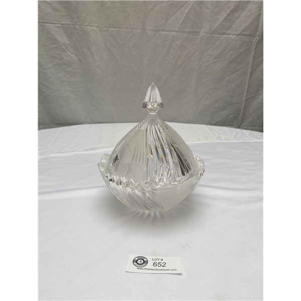 Medium Lidded Crystal Dish 9" Tall