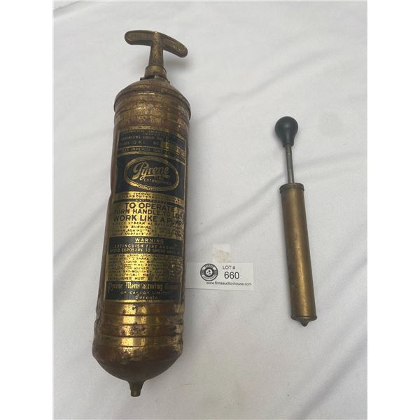 Vintage Brass Fire Extinguisher plus Hnad pump