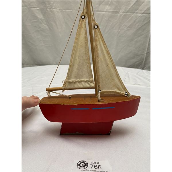 Vintage Wooden Sailboat ( Made in Canada) 11" T x 7" W