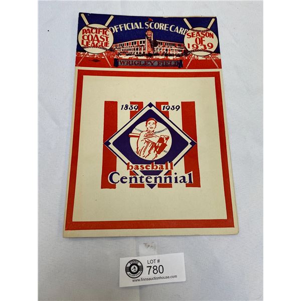 1939 Wrigley Field Score Card  11" H x 8" W