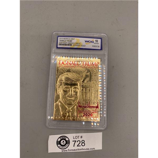 2019 Merrick Mint Donald Trump Graded Trading Card 23K Gold Plated