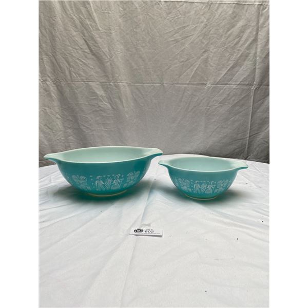 Vintage Pyrex Amish Butterprint Pyrex Dishes #442 1.5 QT & #444 4 QT Beautiful Turquoise