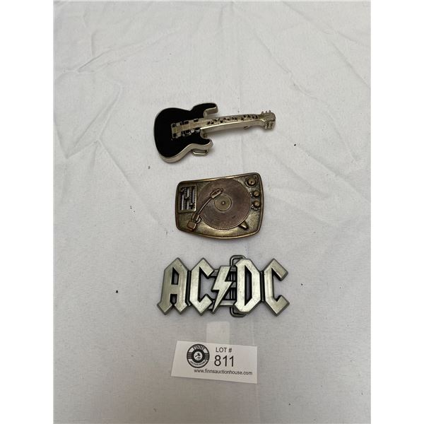 3 Assorted Rock & Roll Belt Buckles AC/DC