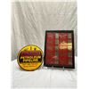 Image 1 : Original Sunoco Pipeline Sign 1960's and A Framed Sheet of First Grade Woodland Creamery Butter