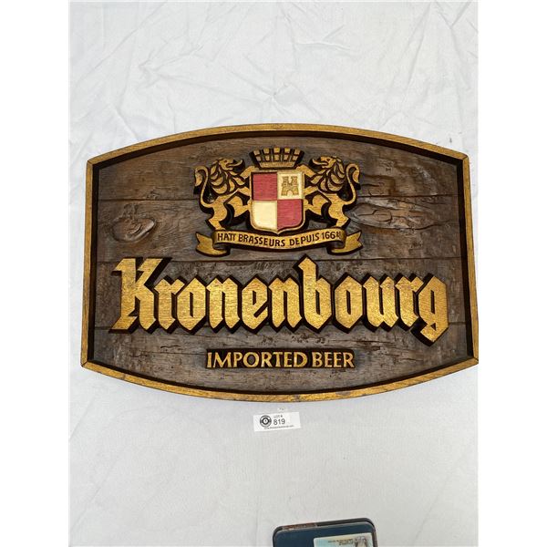 Beautiful Kronenburg Imported Beer Sign Stamped "Made in Belgium" On the Back. Nice Condition