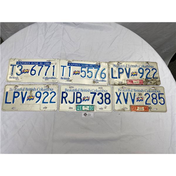 6 1980's BCLicense Plates