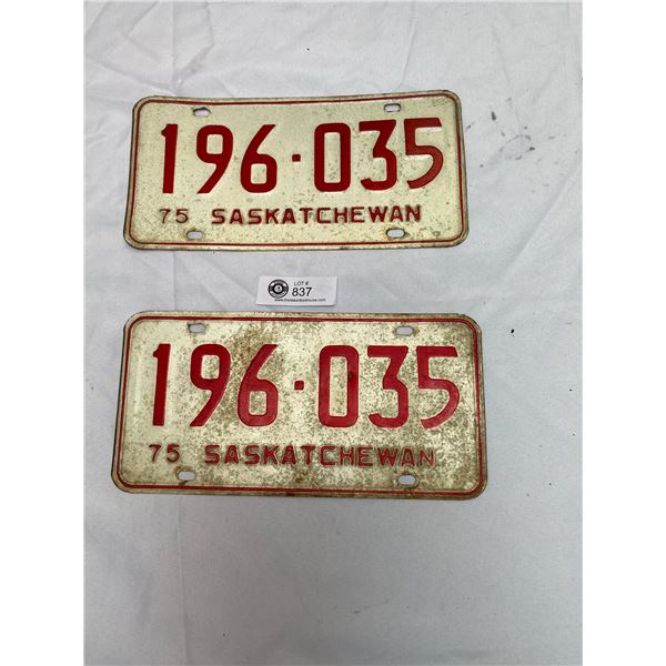 Pair 1975 Saskatchewan License Plates