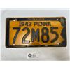 Image 1 : 1942 Pennsylvania License Plate. Good Condition ( WWII Era)