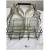 Image 2 : Lot of 4 Milk Bottles in metal bottle carrier