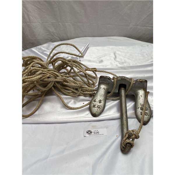 A 9.9 Pound Made in Canada Boat Anchor with Rope