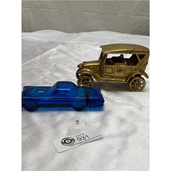 A Vintage Heavy Brass Car + A Avon Cologne Car