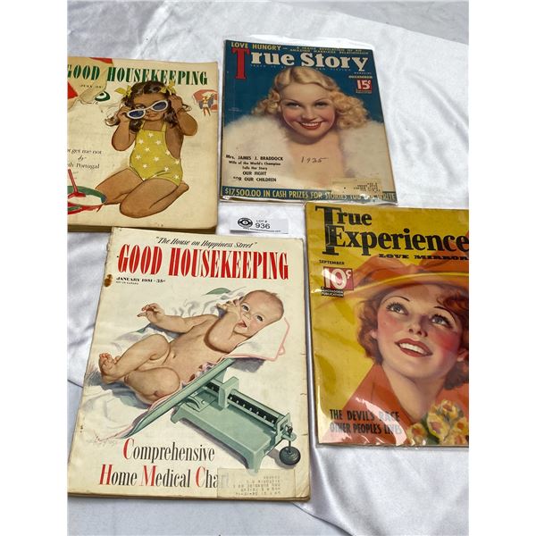 A Lot of 4 Vintage Good House Keeping True Story and True Experiences Magazines