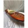 Image 2 : A Custom Made 36'' Long Wooden Speed Boat Model Missing 1 Hand Rail on Back