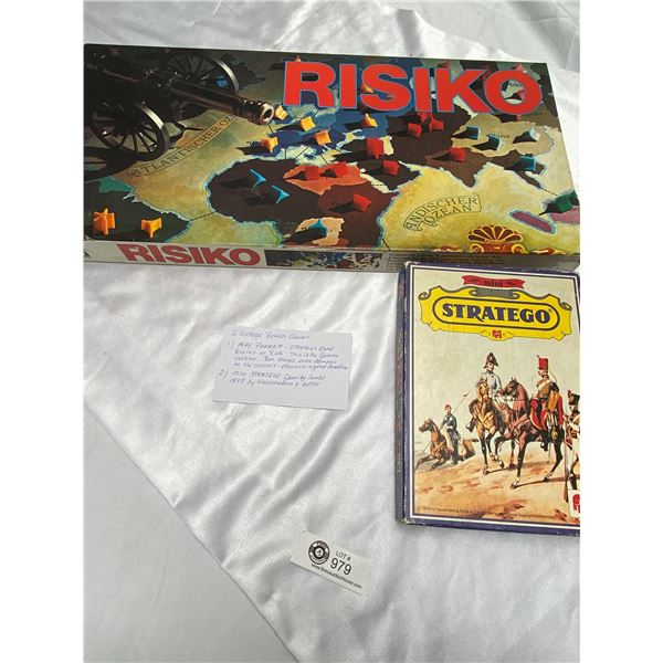 2 Vintage Board Games 1975 Parker Strategy Risiko + 1978 Mini Stratego Game