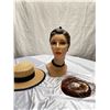Image 1 : A 1920's Mannequin Head Bust w Hat Made from Plaster and Hand Painted overall Good Condition