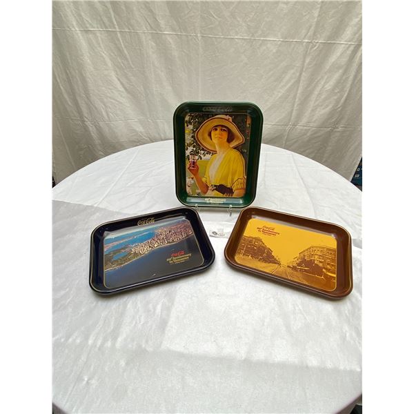 Three Vintage Coca-Cola Trays