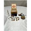 Image 1 : PomPom Cigar Box Filled w/World coins and Jewelry+B492B494B474:B490B474:B494B474:B474:B493