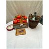 Image 2 : A Nice Vintage Decorative lot - Kitchenware, Wood Box, Wicker Wine Bottle, ect…