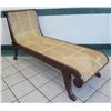Image 1 : Cane Rattan Chaise w/ Carved Hardwood Frame, Carve Scroll Details 67.5"x 28" x 41"H
