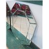 Image 3 : Pair of Beveled Octagonal Geometric Wall Mirrors, Approx. 34" x 24.5"