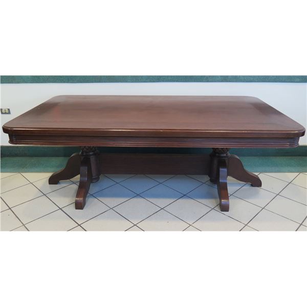 Dark Hardwood Dining Room Table w/ Carved Reed & Pineapple Details 7ft x 45" x 30"H