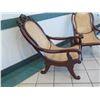 Image 2 : Pair of Cane Rattan Chairs w/ Carved Hardwood Frame, Curved Legs 22.5"x 24" x 42"H