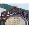 Image 3 : Pair of Cane Rattan Chairs w/ Carved Hardwood Frame, Curved Legs 22.5"x 24" x 42"H