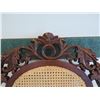 Image 8 : Pair of Cane Rattan Chairs w/ Carved Hardwood Frame, Curved Legs 22.5"x 24" x 42"H
