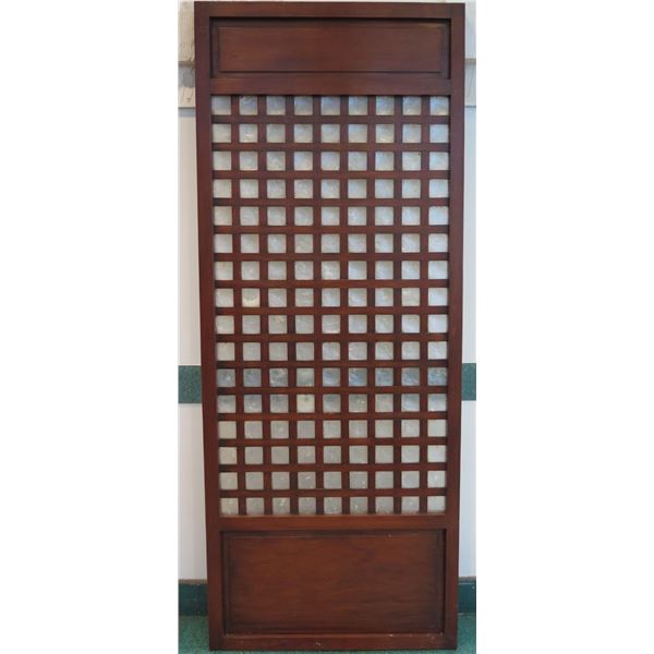 Tall Narra Wood Panel w/ Mother-of-Pearl Insets 36 x2 x90  (a few surface scratches from handling)