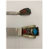 Image 2 : His And Hers Watch Straps, With Turquoise And Red Coral