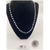 Image 1 : Heavy Glass or Hemetite Beads, With Sterling Clasp and 925 Brooch With Glass Stone
