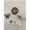 Image 1 : Lot of Three 925 and Mother Of Pearl Brooches, One Clasp Broken