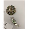 Image 2 : Lot of Three 925 and Mother Of Pearl Brooches, One Clasp Broken
