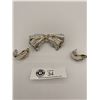 Image 1 : Unusual Silver Plated Brooch and Earrings Signed JE
