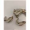 Image 2 : Unusual Silver Plated Brooch and Earrings Signed JE