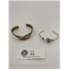 Image 1 : Small Navajo Sterling and Turquoise Bracelet and Copper Brass Bracelet
