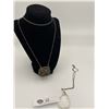 Image 1 : Crackle Glass Pendant, 925 Necklace and Silver Purse Necklace