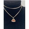 Image 2 : Antique English Curling Rock Pendant on Sterling Silver Chain 14 Grams