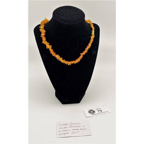 Vintage Genuine Amber Necklace in Honey Colour 18.5 inches